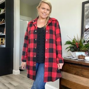Red LONG Plaid Flannel